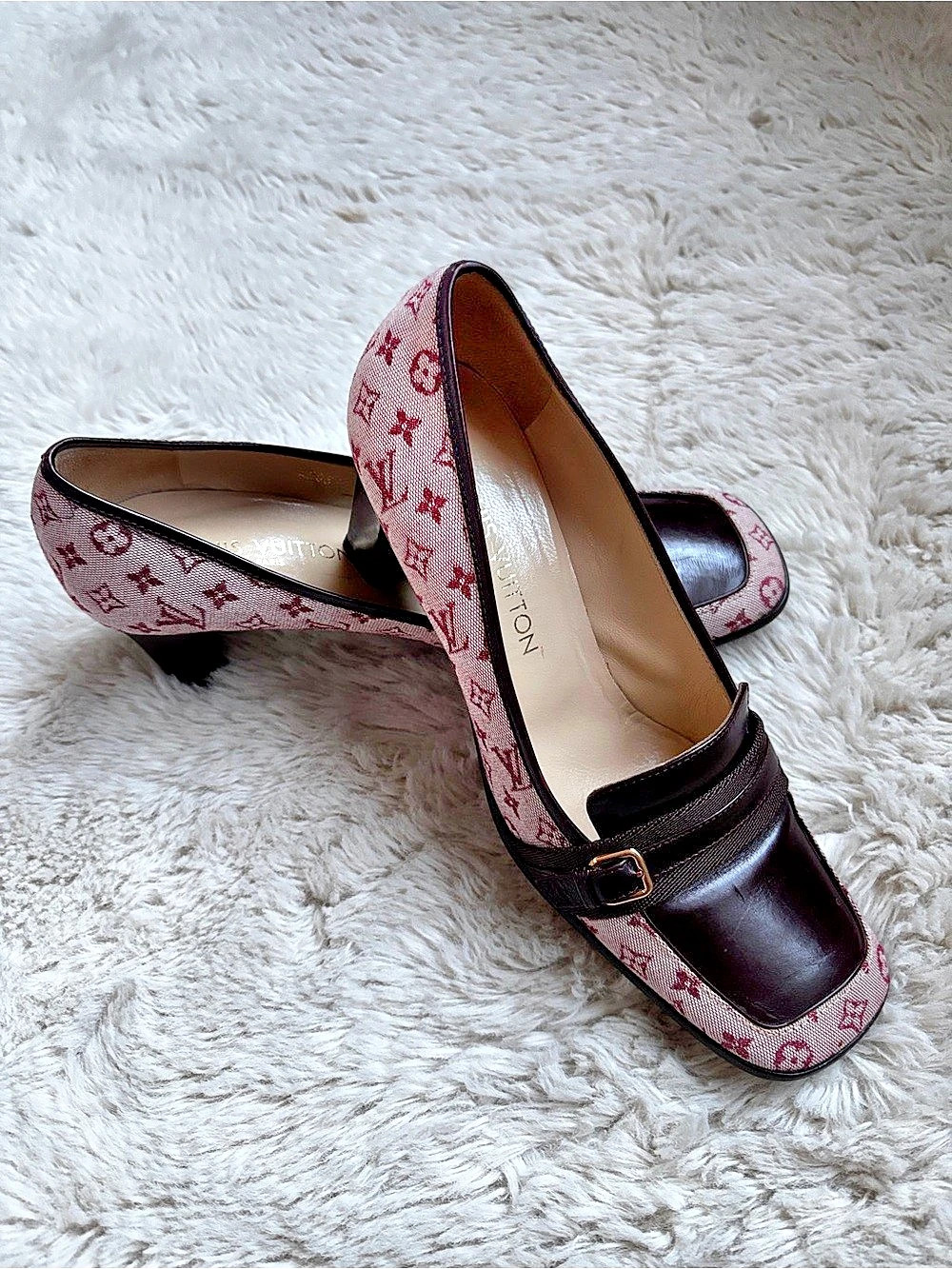 Louis Vuitton Vintage Mini Monogram Cherry Loafer Pumps, Size 39,